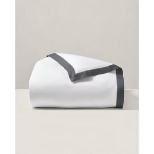 Ralph Lauren RL Organic Sateen Border King Duvet Cover $470 Graphite NWT